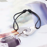 Sterling Silver Handcuffs Bracelet With Rope Men's Bangle