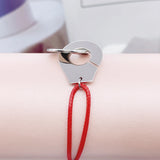 Sterling Silver Handcuffs Bracelet With Rope Men's Bangle