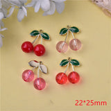 Cherry Fruit Metal Charms 10pcs for Earring DIY Jewelry 22*25mm