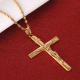 Big Size Cross Necklace Crucifix Jesus Pendant Men Chain Catholic Jewelry