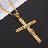 Big Size Cross Necklace Crucifix Jesus Pendant Men Chain Catholic Jewelry