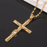 Big Size Cross Necklace Crucifix Jesus Pendant Men Chain Catholic Jewelry