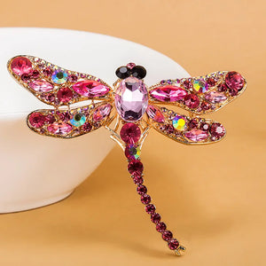 Dragonfly Brooch Jewelry Rhinestone Crystal Bouquet Vintage Hijab Pin