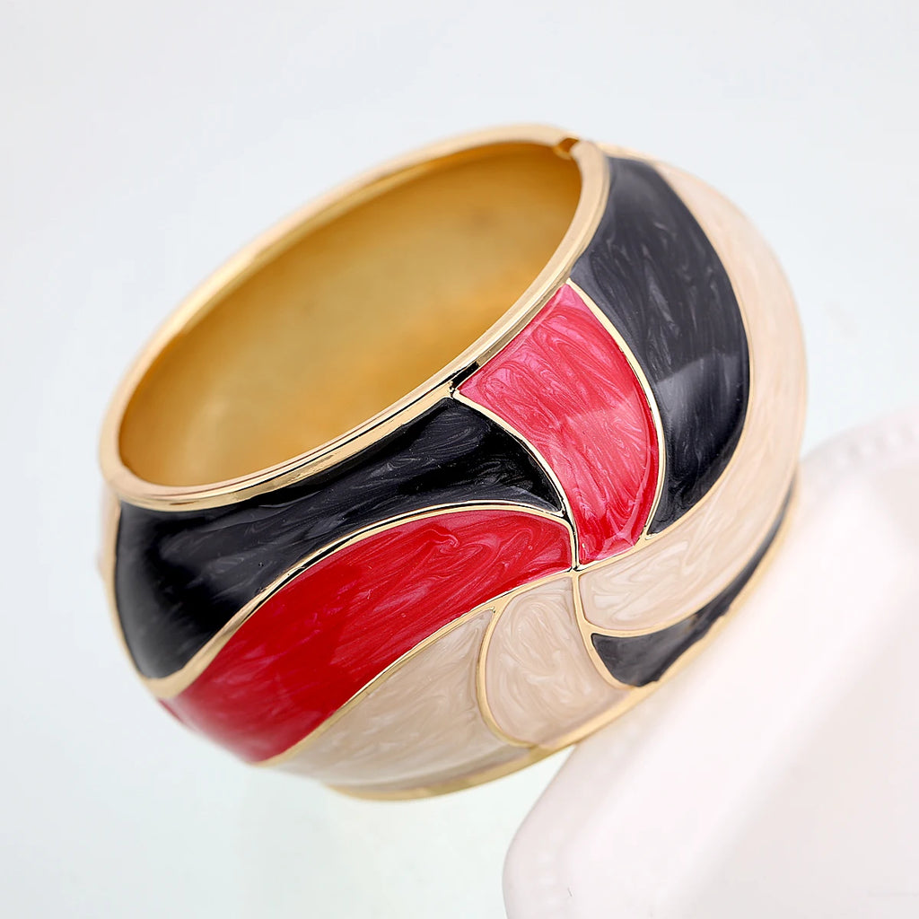 Enamel Colorful Statement Bangle for Women Plated Multicolor Bracelet