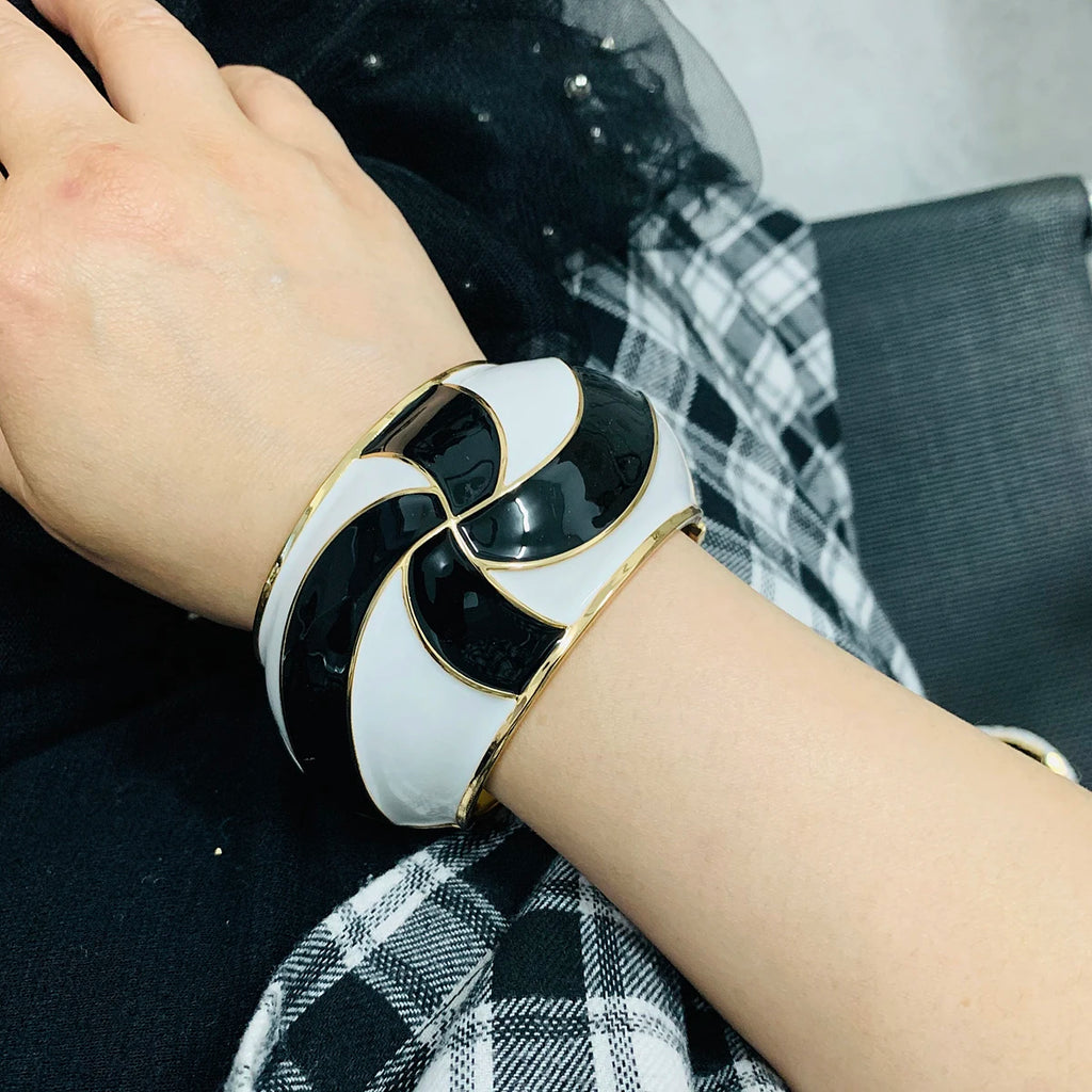 Enamel Colorful Statement Bangle for Women Plated Multicolor Bracelet