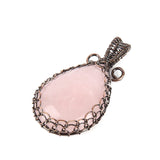 Natural Crystal Stone Pendant Antique Wire Wrap Water Drop Charms