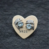 Natural Gemstone Dolphin Stud Earrings 925 Silver Jewelry