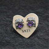 Natural Gemstone Dolphin Stud Earrings 925 Silver Jewelry