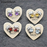 Natural Gemstone Dolphin Stud Earrings 925 Silver Jewelry