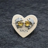 Natural Gemstone Dolphin Stud Earrings 925 Silver Jewelry