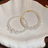 Geometric Circle Pearl Beaded Hoop Earrings for Women