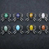 Spider Pendant Necklace Reiki Healing Natural Stone Agate Opal Quartz Crystal