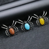 Spider Pendant Necklace Reiki Healing Natural Stone Agate Opal Quartz Crystal