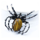 Spider Pendant Necklace Reiki Healing Natural Stone Agate Opal Quartz Crystal