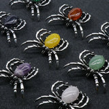 Spider Pendant Necklace Reiki Healing Natural Stone Agate Opal Quartz Crystal