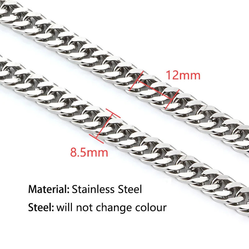 Stainless Steel Chain Cuban Link Necklace DIY Charm Men Women Punk Bracelet