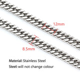 Stainless Steel Chain Cuban Link Necklace DIY Charm Men Women Punk Bracelet