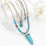 Bohemian Multi-layer Beaded Necklace Vintage Long Pendant Jewelry