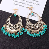 Retro Vintage Beads Clip On Earrings for Women