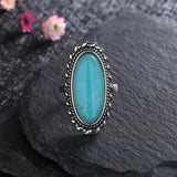 Natural Turquoise Ring S925 Sterling Silver Retro Fine Jewelry