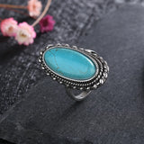 Natural Turquoise Ring S925 Sterling Silver Retro Fine Jewelry