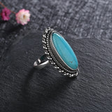 Natural Turquoise Ring S925 Sterling Silver Retro Fine Jewelry