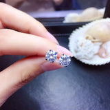 Big Stone 4 claws 5-9mm Round Diamond Earrings 925 Silver Stud Jewelry