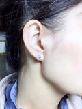Big Stone 4 claws 5-9mm Round Diamond Earrings 925 Silver Stud Jewelry