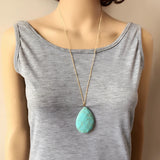 Teardrop Stone Pendant Necklace for Women