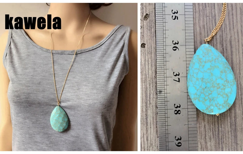 Teardrop Stone Pendant Necklace for Women