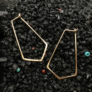 Vintage Boho Triangle Hoop Earrings 925 Silver