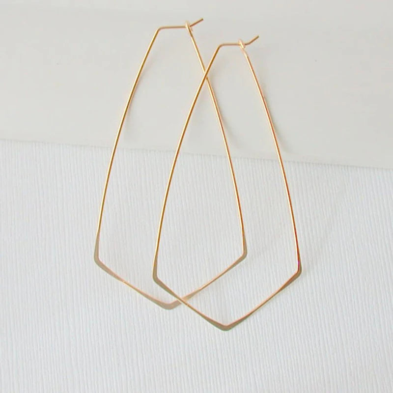 Vintage Boho Triangle Hoop Earrings 925 Silver