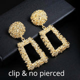 Vintage ZA Statement Clip Earrings for Women Metal Ear Clips Jewelry