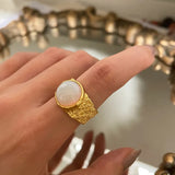 Crystal Stone Rings Vintage Gold/Silver Geometric Irregular Finger-ring