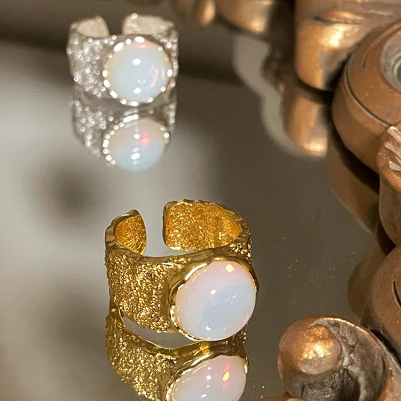 Crystal Stone Rings Vintage Gold/Silver Geometric Irregular Finger-ring