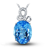 Aquamarine Crystal Pendant Necklace for Women Wedding Party Jewelry