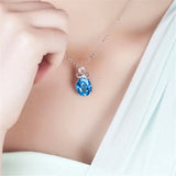 Aquamarine Crystal Pendant Necklace for Women Wedding Party Jewelry