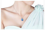 Aquamarine Crystal Pendant Necklace for Women Wedding Party Jewelry