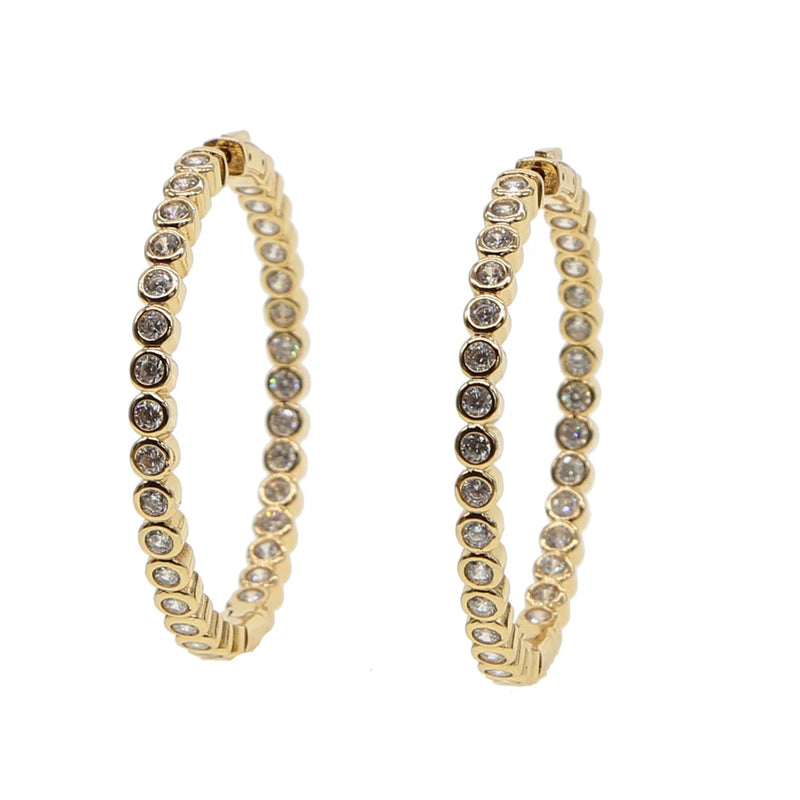 CZ Hoop Earring for Women - Elegant European CZ Hoops