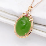 Green Jade Crystal Zircon Diamonds Pendant Necklace