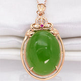 Green Jade Crystal Zircon Diamonds Pendant Necklace