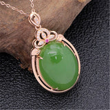 Green Jade Crystal Zircon Diamonds Pendant Necklace
