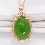 Green Jade Crystal Zircon Diamonds Pendant Necklace
