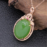 Green Jade Crystal Zircon Diamonds Pendant Necklace
