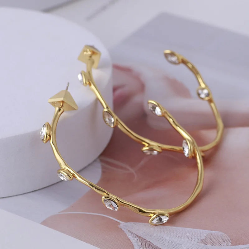 Extravagant Zircon Inlaid Hoop Earrings
