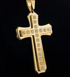 Golden Cross Pendant Stainless Steel Necklace for Men/Women