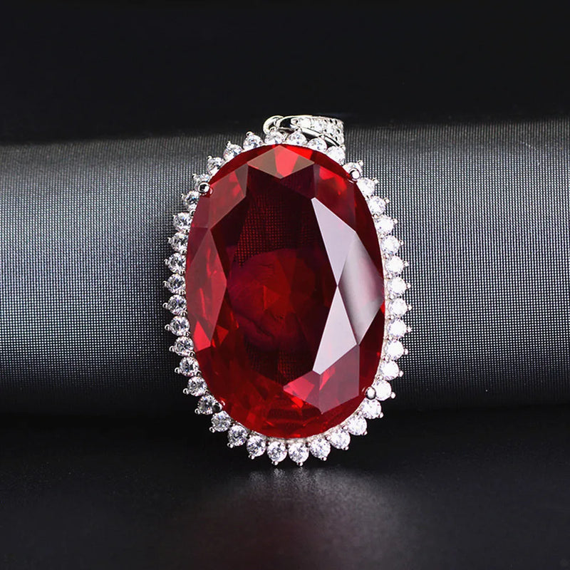 Pink Crystal Zircon Diamond Pendant Necklace Silver Jewelry