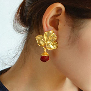Maple Leaf Clip-On Earrings Vintage Statement Drop Earrings