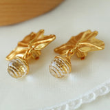 Maple Leaf Clip-On Earrings Vintage Statement Drop Earrings