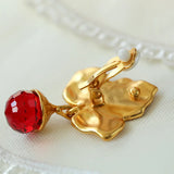 Maple Leaf Clip-On Earrings Vintage Statement Drop Earrings